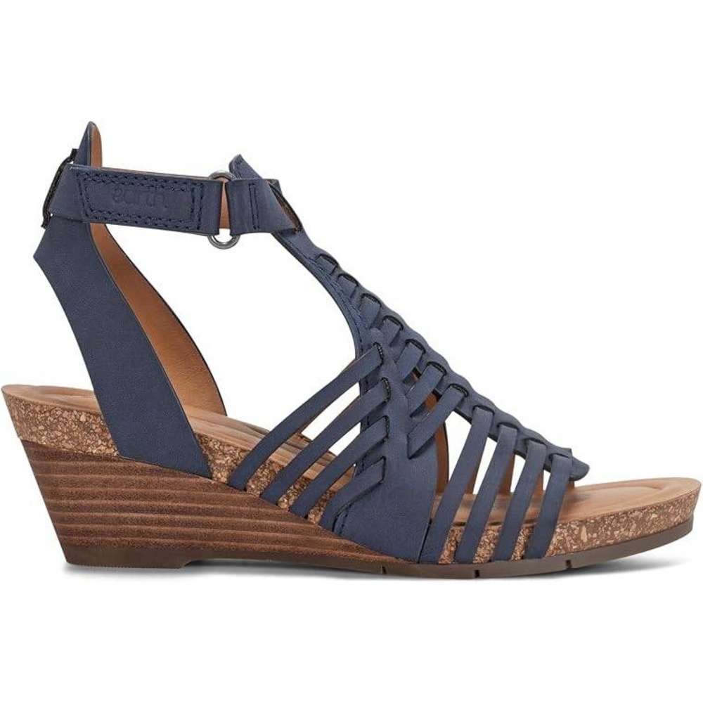 Earth Womens Hattie Fisherman Wedge Sandals Dark Blue Leather Strappy Size 8.5 - Picture 3 of 6